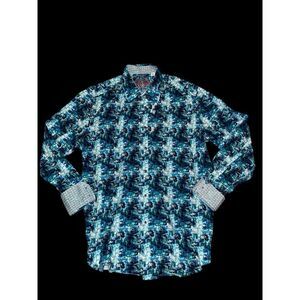 Robert‎ Graham Button Front Shirt Men Sz LG Classic Fit Geometric Psychedelic